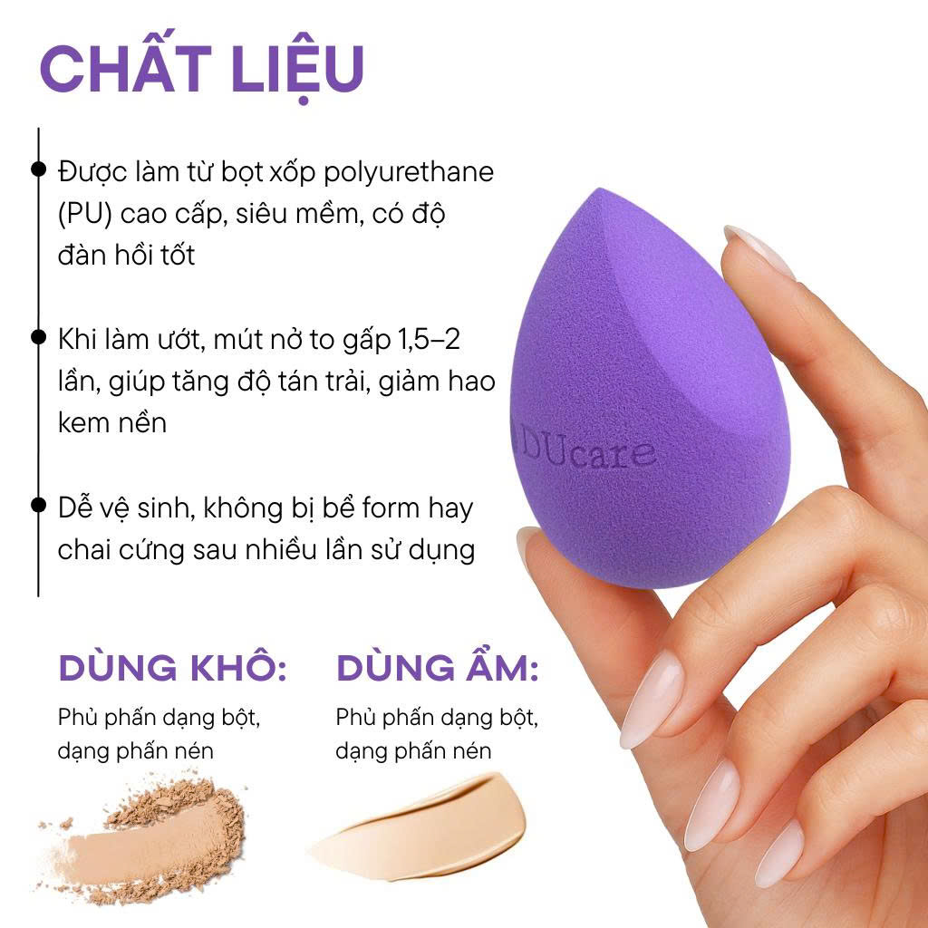 Mút Tán Kem Nền/Che Khuyết Điểm DUCARE Miracle Foundation Concealer DUM01